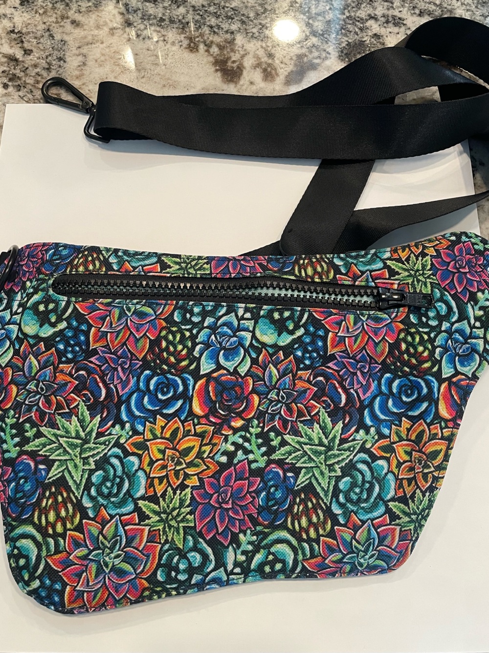 Multicolor Succulent Print Crossbody Bag - Women